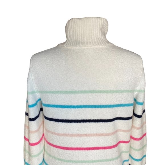 GAP Fuzzy Turtleneck Multi-Colored Stripes Ski Bum Coastal Knit Sweater-M - Picture 3 of 13